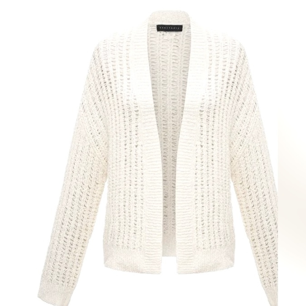 SANCTUARY Cardigan. Lightweight crochet, boho style (Cotton). Ivory. Med…